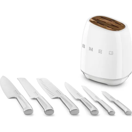 Smeg 50's Style knivblok 7 dele, hvid