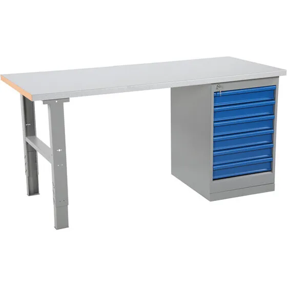 IWE4 Arbejdsbord 2000x800 mm med 6 låsbare skuffer