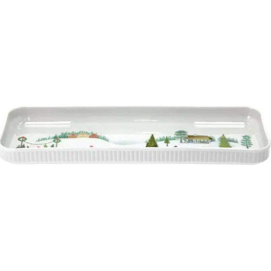 Pillivuyt Vinter Plissé rektangulært fad 36x12 cm