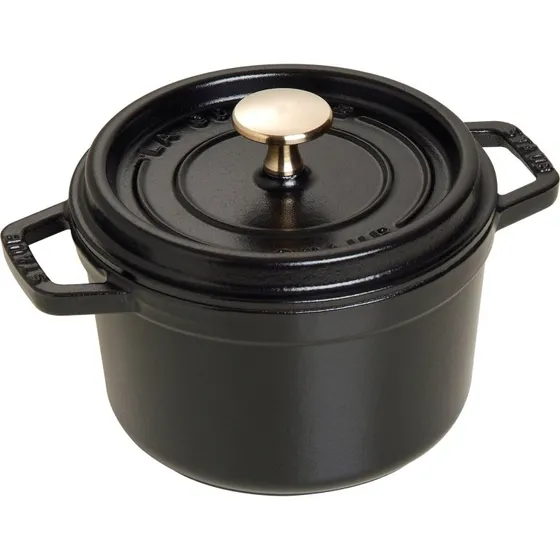 Staub La Cocotte rund støbejern 16 cm, 1,2 L - sort