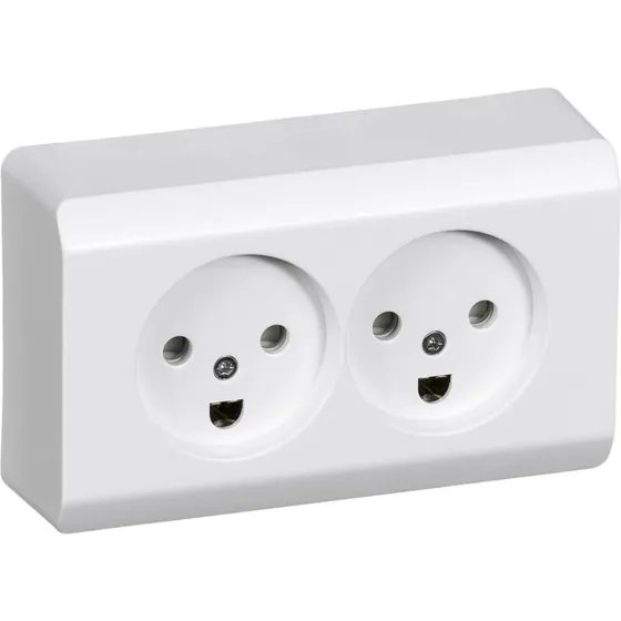 LK Opus 66 dobbelt udvendig stikkontakt, hvid