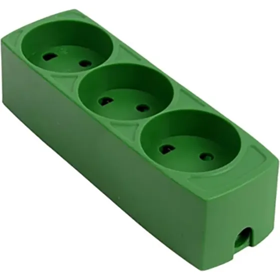 Thorkild Larsen 3-stikdåse med jord, grøn (uden ledning)