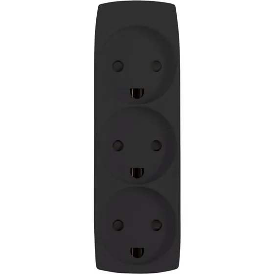 Thorkild Larsen 3-stikdåse med jord - sort (uden ledning)