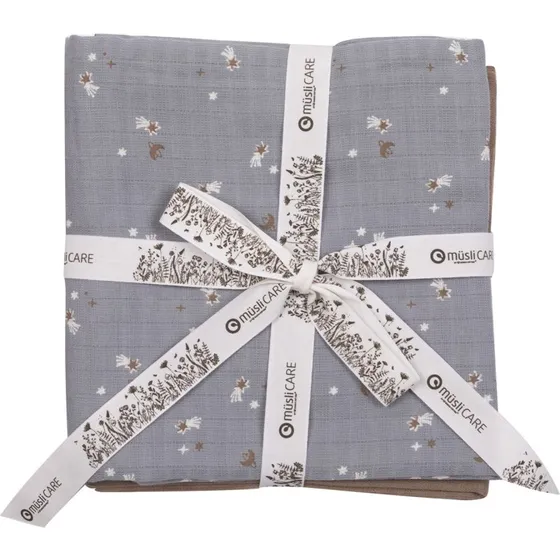 Müsli Stofbleer 2-pak 75x75 Jasmin Blue/Walnut Stars