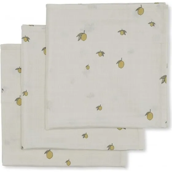 Konges Sløjd 3-pak muslin stofbleer 65x65 cm – Lemon
