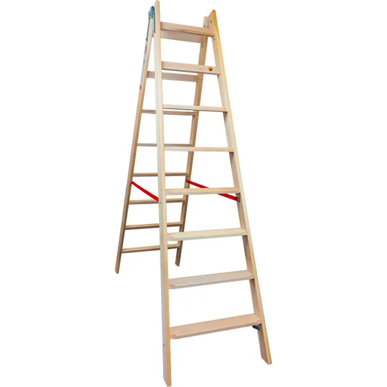 JUMBO Proff træwienerstige 2x8 trin, 80 mm brede trin