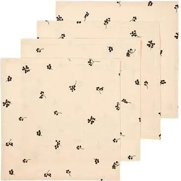 Ferm Living Baies bomuldsservietter 40x40 4-pak - Natural/Dark Chocolate