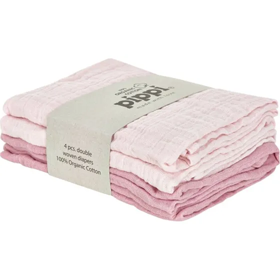 Pippi Økologiske Stofbleer 4-pak Shrinking Violet 65x65 cm