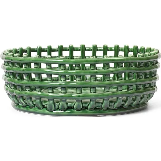ferm LIVING keramisk flettet skål – Emerald Green