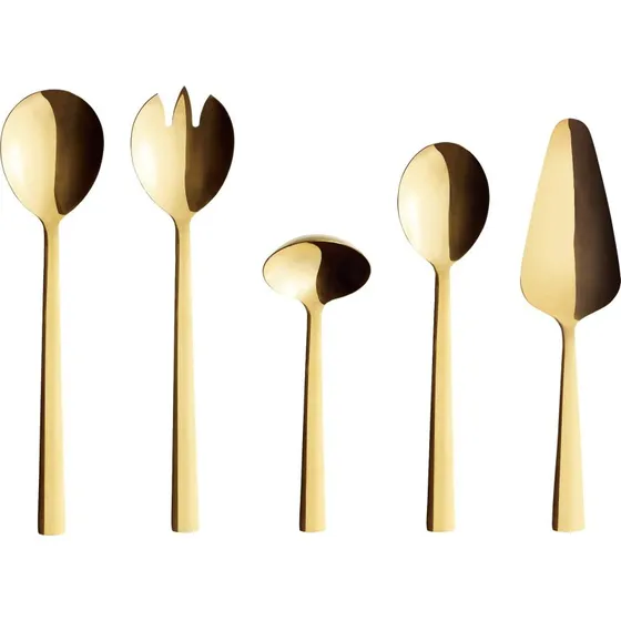 Aida RAW serveringsbestik 5 dele – guldbelægning