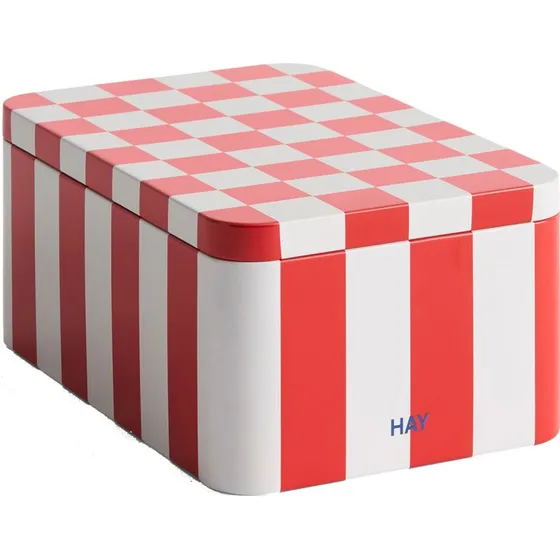 HAY Tin Container Opbevaringskrukke Small – Red/Off-White