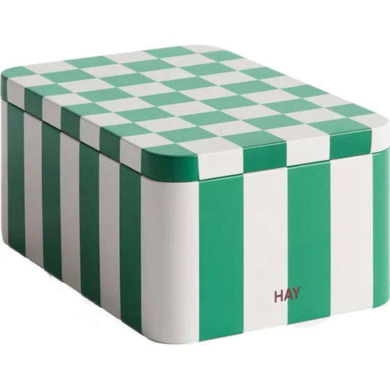 HAY Tin Container Small – Opbevaringskrukke Green/Off-White