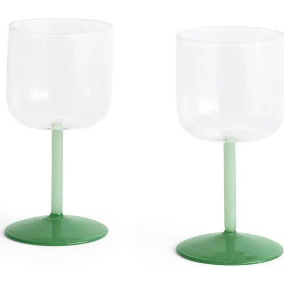 HAY Tint vinglas 25 cl 2-pak – clear & jade green