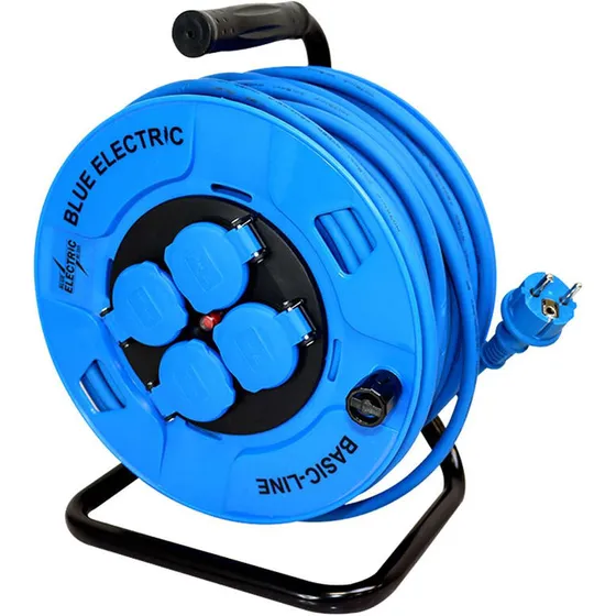 Blue Electric kabeltromle 40 m med Schuko og 4 udtag
