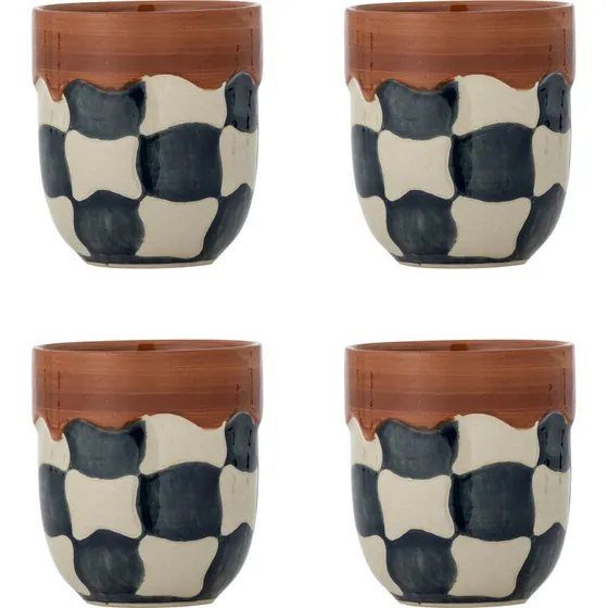 Bloomingville Check kop 4-pak bl stentj