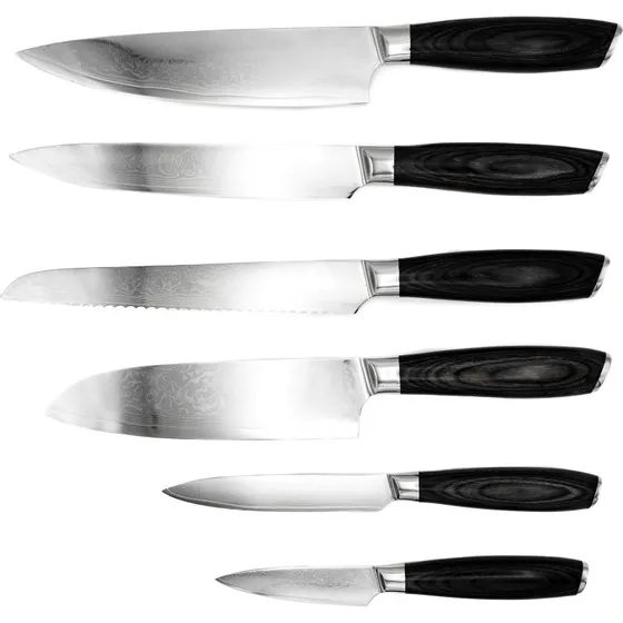 Hws Damask knivst 6 dele  Brun/rustfrit stl