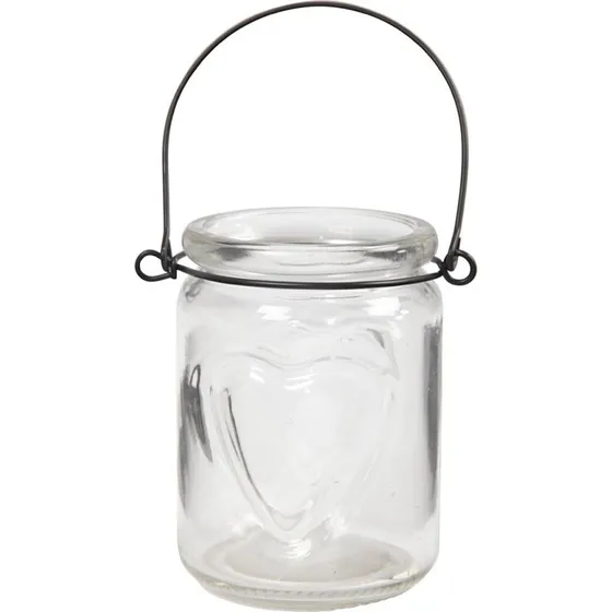 Glaslanterner med hjerter 12 stk. – 9,5×7 cm