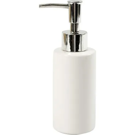 Hvid keramisk sæbedispenser 150 ml – cylinderformet
