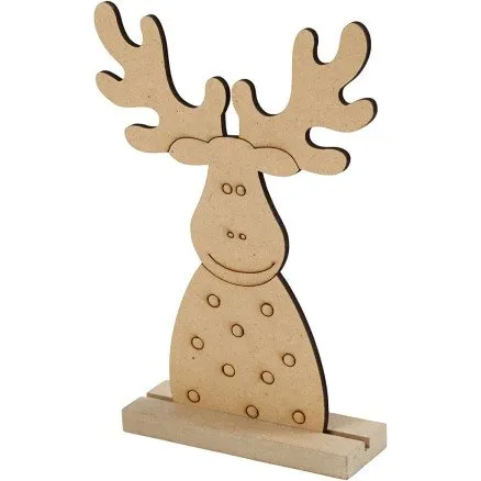 Julefigur Rensdyr i MDF 15x11x3 cm – 1 stk
