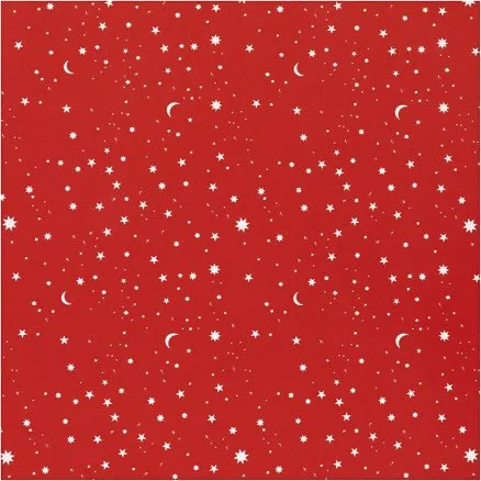 Gavepapir Stjerner & Mner 50 cm x 5 m  Mrk rd, 80 g