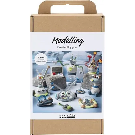 DIY Modellerst Robot i Stone Clay & Silk Clay (bl/gr/rd)