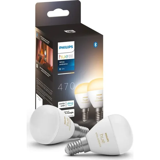 Philips Hue White Ambiance E14 Globe (2-pak)