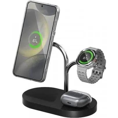 Samsung 3-i-1 Magnetisk Trådløs Oplader 15W - Sort/Sølv