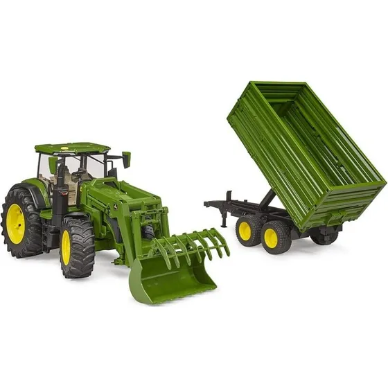 Bruder John Deere 7R 350 traktor med frontlsser og vogn
