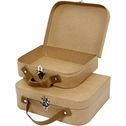 St med 2 papmach-kufferter til brn (22,5x18x6,5 & 25,5x20x8 cm)