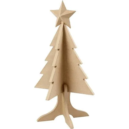 Juletræ i papmaché 63 cm med fod og stjerne