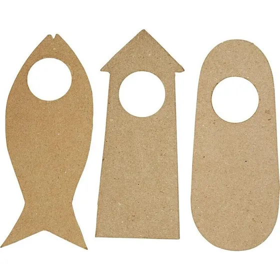 Dørskilte i papmaché 10x25 cm – 6 stk. (3 design x2)