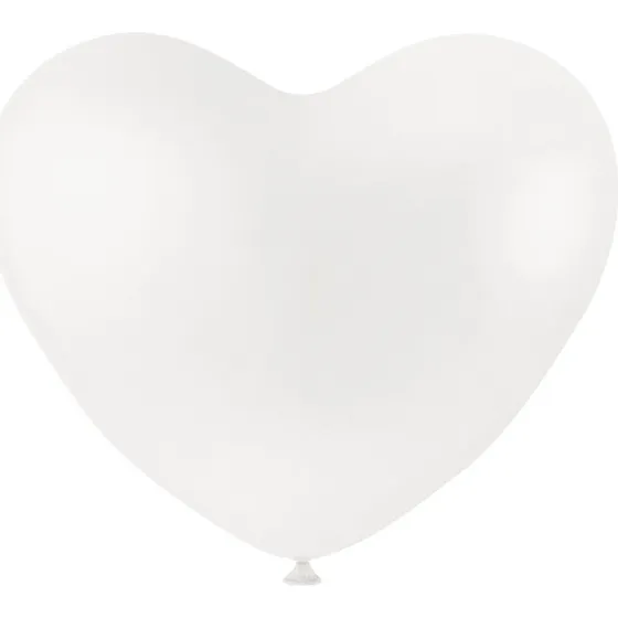 Hvide hjerteballoner 8 stk. - naturgummi