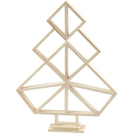 Fritstående 3D Juletræ i Træ 40x31 cm