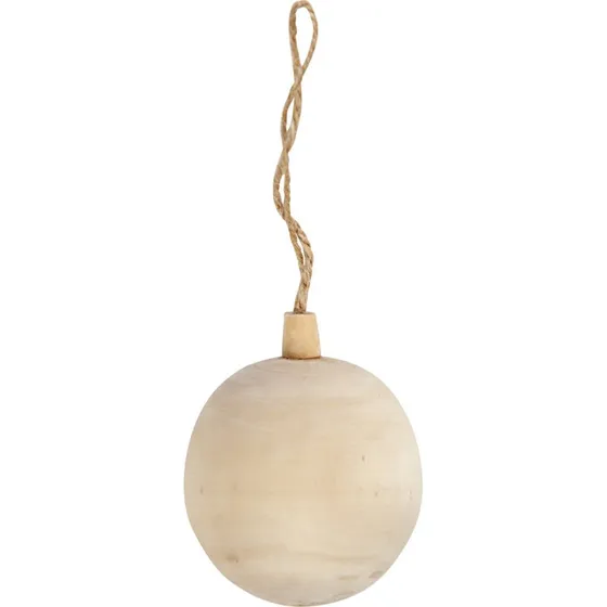 Julekugle i lyst træ Ø 6,4 cm – 1 stk
