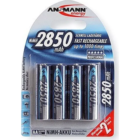 Ansmann AA 2850 mAh genopladelige batterier (4 stk)