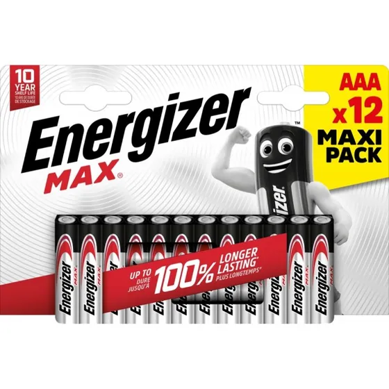 Energizer Max AAA 12-pak alkaline batterier