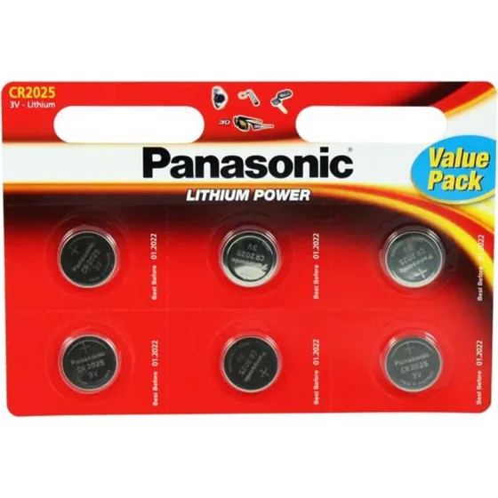 Panasonic CR2025 3V lithium knapcelle 6 stk.
