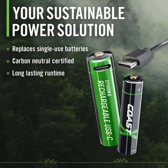 COAST 1,5V AA USB-C genopladelige batterier 4 stk (inkl. kabel)