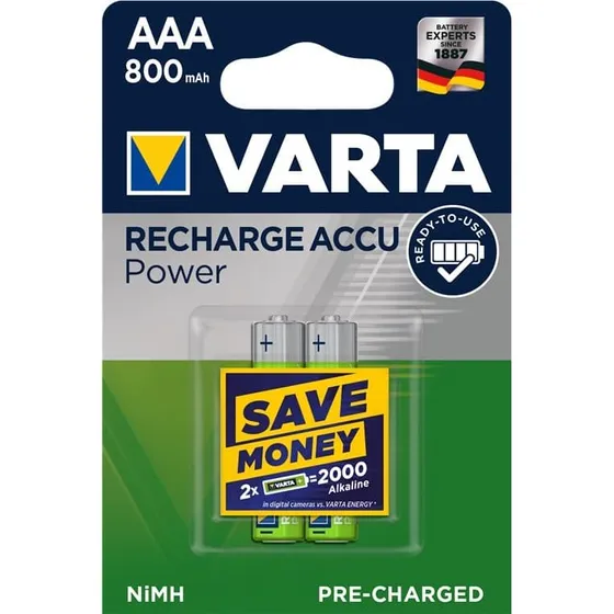 VARTA Recharge Accu Power AAA (HR03) 800 mAh - 2 stk