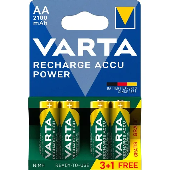 VARTA Recharge AA 2100mAh 4-pak (3+1) genopladelige