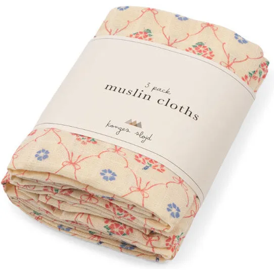 Konges Sløjd 3-pak stofbleer Fleur Decor (65x65 cm)