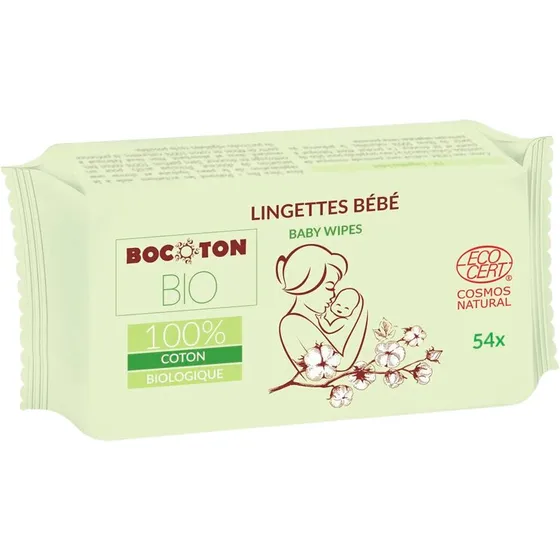 BOCOTON Baby vådservietter 54 stk – økologisk bomuld, Aloe Vera