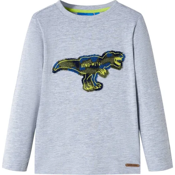 Langærmet T-shirt børn str. 128 – gråmeleret
