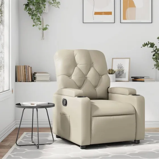Lænestol i kunstlæder, creme — manuel recliner