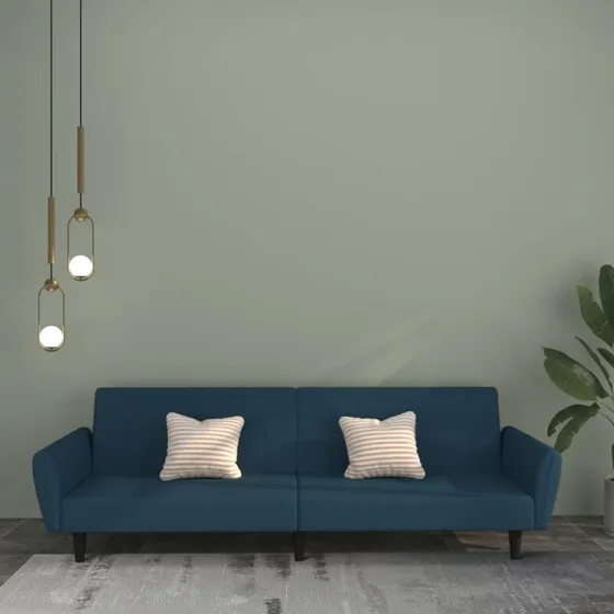 2-personers sovesofa i fløjl, blå