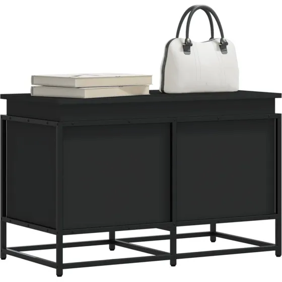 Opbevaringsboks med låg 80x40x51,5 cm - Sort konstrueret træ