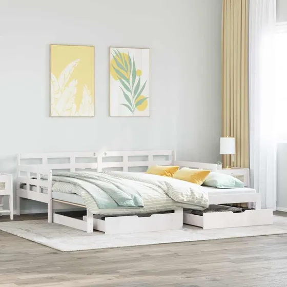 Daybed med udtræk & skuffer 80x200 cm - Hvid
