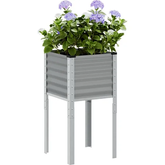 Plantekasse i stål 45x45x88 cm – grå