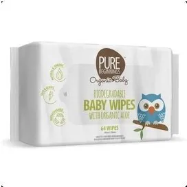 Pure Beginnings Bionedbrydelige babyvådservietter Aloe Vera 64 stk