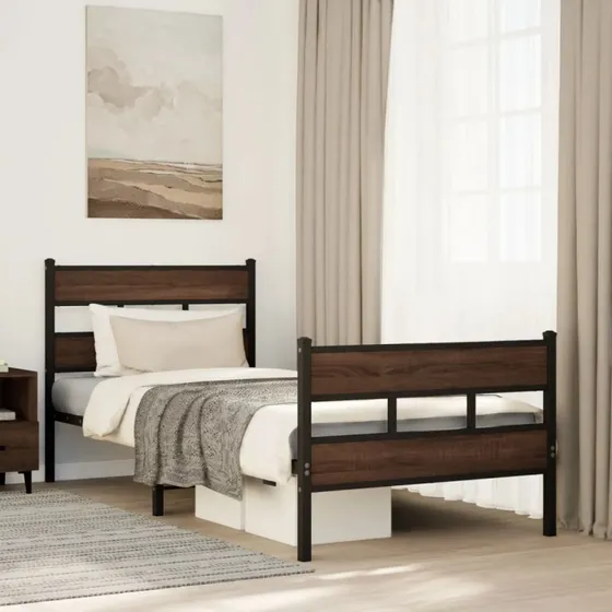 Sengeramme i stål med gavl & fodgærde 100x200 cm